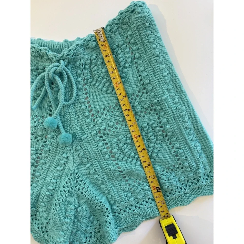 NWT Farm Rio Antropologie Crochet Tie Shorts beach vacation XS mint